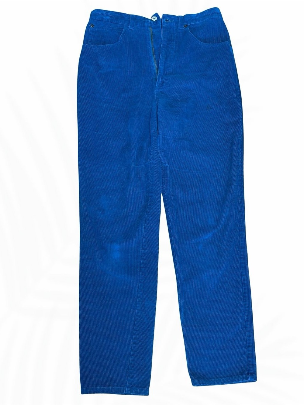 Vintage Brittania Cobalt Blue Corduroy Straight Leg Pants with Embroidered Owl